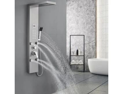 Coluna De Chuveiro Hidromassagem Tela Lcd De Temperatura Com Chuveiro E Cascata De Água Aço Inoxidável 3 Funções Auralum Max