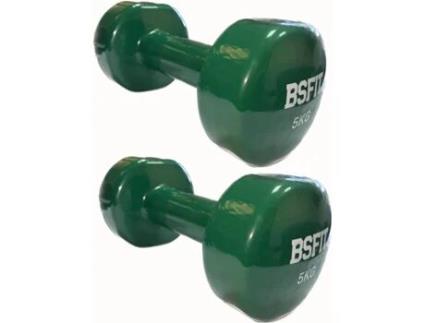 Conjunto de 2 halteres de vinil antiderrapantes, peso Bsfit de 5 kg