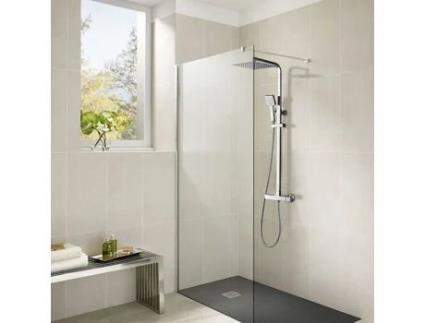 Coluna De Chuveiro Misturador Termostático Chuveiro Quadrado Alto De 10 Polegadas Altura Ajustável De 75 127 Cm Aço Inoxidável Auralum Max