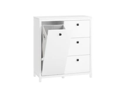 Armário De Casa De Banho Multifuncional Com 1 Cesto E 3 Gavetas Branco 80 X 35 X 90 Cm Bzr97 W Sobuy