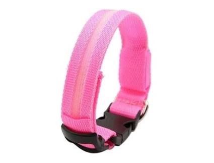 Coleira de Cachorro Ajustável Led Nylon 2 5 * 56 Cm Rosa HOMDOX