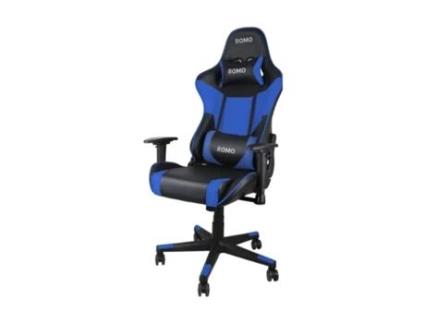 Cadeira gamer profissional Julieta. Cor azul. Inclinação de 180º, altura ajustável, almofada cervical e lombar romba