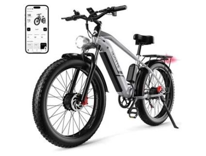 Bicicleta Elétrica Rodas 26 Motor Duplo 750W*2 Bateria Samsung 48V/20Ah 7 Velocidades Shimano com App DUOTTS F26
