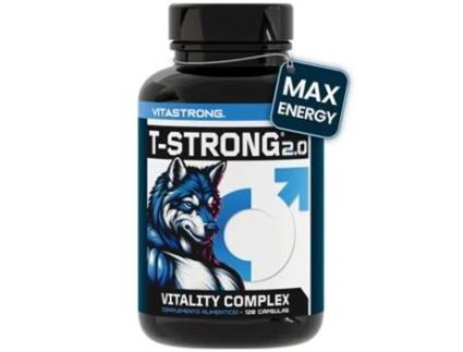 Vitastrong Vitality Complex - 120 Cápsulas T-strong 2.0 Com Arginina, Cordyceps, Taurina, Maca, Feno-grego, Ginseng, Ginkgo, Zinco, Vitamina B6