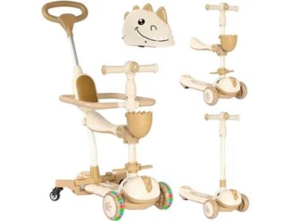 Twinly - Trotinete Evolutivo Infantil 3 Em 1 Dinly Com Capacete, Scooter Multifuncional Para Crianças De 12 Meses A 6 Anos - 3 Rodas Led E Luzes