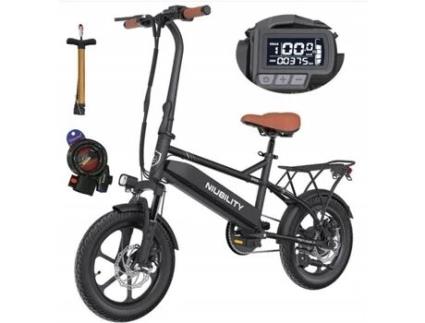 Bicicleta Elétrica NIUBILITY B16S 350W 36V 14.5Ah 30Km-H 100Kg Roda de 16 Polegadas Preta