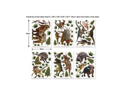Conjunto de 80 adesivos de dinossauro 34x46 cm L Walltastic