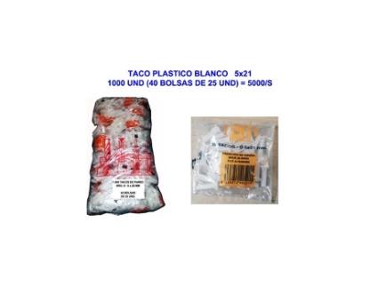 Tampão Plástico Branco 5x21 1000 Unidades 5000/s Scoa (40 Sacos De 25 Unidades)