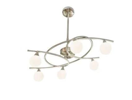 Candeeiro De Teto 6 Luzes Lotto Níquel Acetinado Cr 046 2195 6 053 Cristalrecord