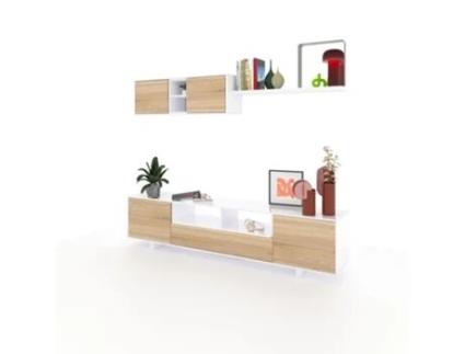 Kenzo Sala de estar Carvalho canadense branco brilhante 200 x 46 x 41 cm Duehome
