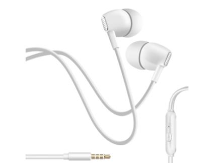 Fones De Ouvido Com Cabo 3,5 Mm Com Microfone Integrado Branco Inkax