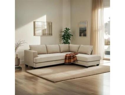 Sofá 3 lugares com chaise longue designer em tecido bege Avior Modus Sofá