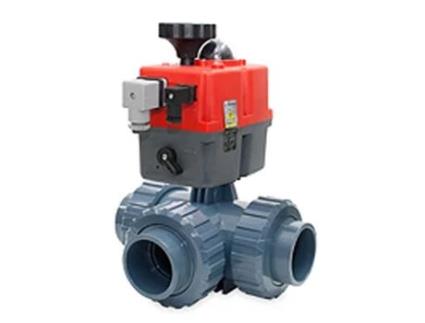 Valvula PVC Esfera Encaixe Acionamento Eletrico 220V C/Viton 90 3Vias L HIDROTEN