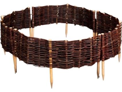 Conjunto de 4 cercas redondas de jardim 45x30 cm - Feitas à mão - para canteiros de flores, hortas, canteiros - cercas de jardim - cercas de vime para