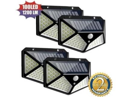 Betian Luminária de parede solar para exterior 100 Led com sensor de movimento Ip65 à prova d'água para iluminação externa de jardim 1 peça Kimiss