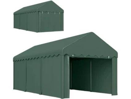 Tenda Garagem Aço Galvanizado e Poliéster cor Verde 594x300x280 cm OUTSUNNY