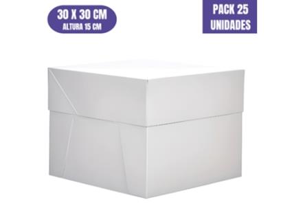 Caixa Para Bolo Quadrada Branca - 30 Cm (25 Uds)