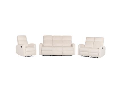 Conjunto de sofás manualmente ajustáveis BELIANI Verdal de Veludo Branco 180x73x102