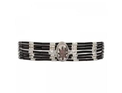 Bracelete Hipanema Manchette Ibis Black Metal Preto Adulto Mulher