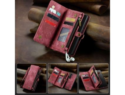 Capa Split Multifuncional Fe Para Samsung Galaxy S21 Caseme Pele Sintética Vermelho