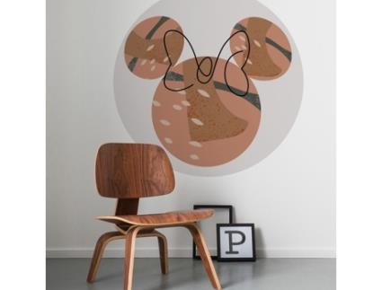 Komar Dd1 038 Papel de parede fotográfico autoadesivo redondo com motivo da Minnie Mouse 125 cm não tecido