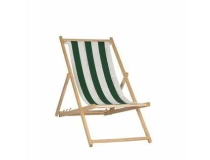 Ligstoel JARDIN PRIVE Cancale Riscas Branco/Verde madeira de faia (132 x 55 x 35 cm)