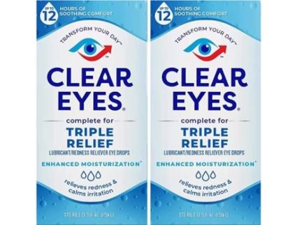 Clear Eyes Tripla Ação Gotas Oculares Lubrificantes 15 Ml Pacote De 2