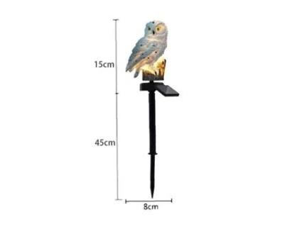 Laancoo Resina Impermeável Ao Ar Livre Luz Solar Coruja Estátua Campo Branco 45 15 8cm