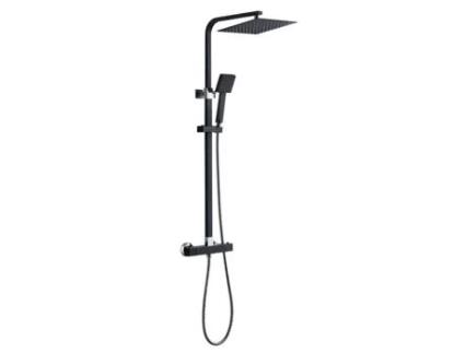 Coluna De Chuveiro Misturador Termostático Chuveiro Quadrado Alto De 10 Polegadas Altura Ajustável 80 120 Cm Preto Auralum Max