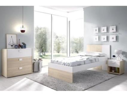 Pack Habitación Juvenil Con Cabecero Mesita de Noche Y Cómoda Dina 3 DEKIT