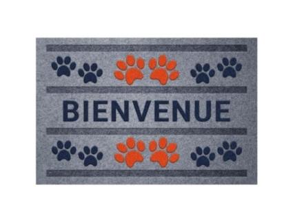 Tapete Flocke Com Estampas De Patas De Boas Vindas Vermelho Azul 40x60cm Idmat