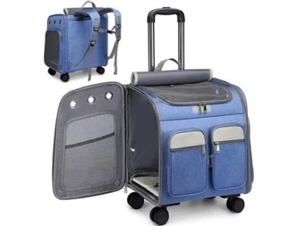 Mochila com rodas para carrinho de transporte de animais de estimação, filhote de cachorro, gato, bolsa de transporte, mochila confortável BRAWDRESS