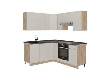 Cozinha Em Ângulo Fame Line, 160x190cm, Pt Antracite, Cinzabeige/carvalho Dourado, Carvalho De Força Dourado, Vicco