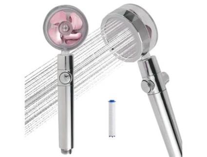 Cabeça de chuveiro de hélice de alta pressão, chuveiro economizador de água, cabeça de chuveiro de massagem portátil com rotação de 360 °, rosa RHAJQ
