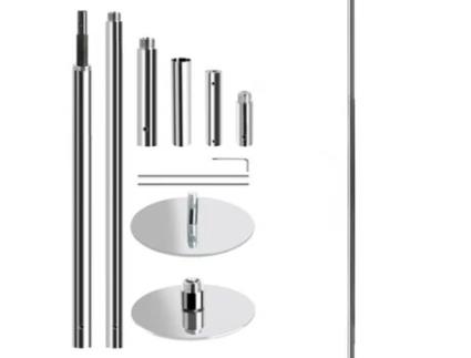 Barra De Pole Dance, Altura Ajustável De 222,5-280 Cm, Estática E Giratória, Capacidade 200 Kg, Aço Cromado Galvanizado, Para Home Club - Prata