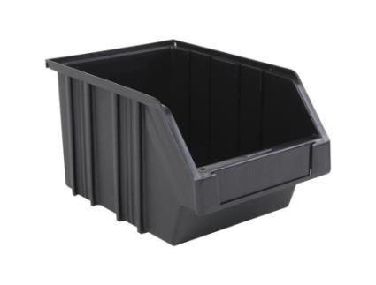 Novap Black 3L Storage Bin, Polipropileno Reciclado, Fundo Plano, Antiderrapante, Ganchos de Trava