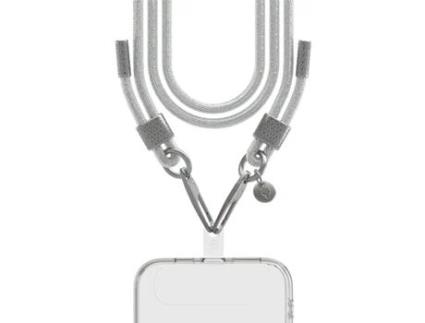 Correia Ombro Universal Telemóvel Brilhantes Force Case Tecido Prateado