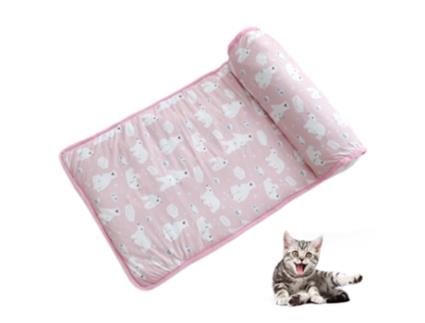 Tapete Refrigerante para Pets para O Verão Rosa com Urso NEVEANCE