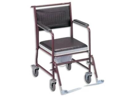 Cadeira de Banho e Sanitária Envernizada com Rodas Assento 44 Cm FOSHAN DONGFANG MEDICAL EQUIPMENT