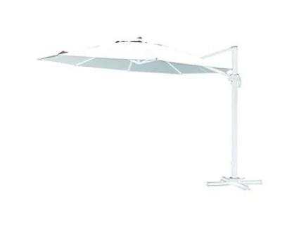 Guarda-Sol Descentrado de Alumínio Premium Branco 350 Cm MYSELF Rotação 360 Capa Impermeável 250 G/M²