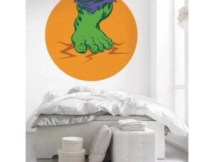 Foto Parede Não Tecido 125 X 125 Cm Marvel Redondo Autoadesivo Hulk Pé Amarelo, Vermelho, Verde Papel de Parede Digital 1 Peça Komar