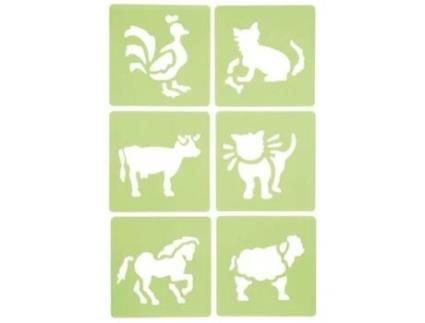 Estêncil Plástico Animais - Marca Não Especificada - Pacote De 6 - 14 X 15 Cm - Para Crianças - Mixte