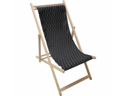 Ligstoel JARDIN PRIVE Preto Geométrico 132 x 55 x 35 cm madeira de faia