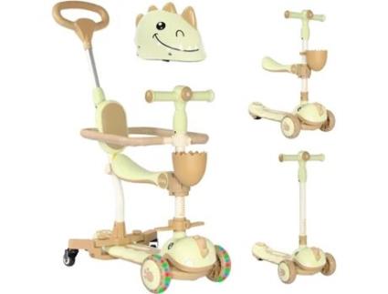 Twinly - Trotinete Evolutivo Infantil 3 Em 1 Dinly Com Capacete, Scooter Multifuncional Para Crianças De 12 Meses A 6 Anos - 3 Rodas Led E Luzes