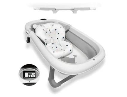 Banheira Dobrável Para Bebé Com Termómetro E Almofada Redutora, Modelo Ballena Em Cinza Home X Gym