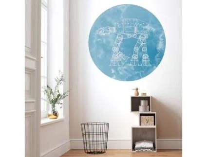 Foto Mural Não Tecido 125 X 125 Cm Star Wars Dot At At Azul, Branco Autoadesivo Mural De Parede Máquina De Guerra At At 1 Peça Komar