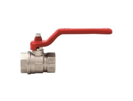 Válvula Esfera Latão F-F Manípulo Plano Vermelho 15X21 Pn30