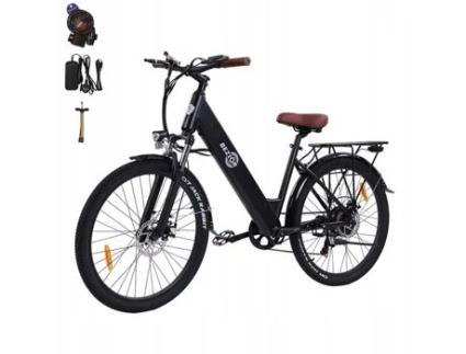 BEZIOR M3 Bicicleta Elétrica Roda de Alumínio 26 Preto 500W 48V 10.4Ah 26 Mtb E-Bike Shimano 7 Velocidades Preto