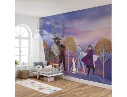 Foto Mural Não Tecido 280 X 400 Cm Disney Elsa Frozen Em Floresta Colorida Papel De Parede Digital 8 Tiras De 50 Cm De Largura Komar