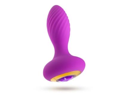 Plug Anal Gplug Pequeno Rosa Neon Blush Oh My Gem (roxo - Ø 3,2 Cm - 7,6 Cm - 3 Velocidades)